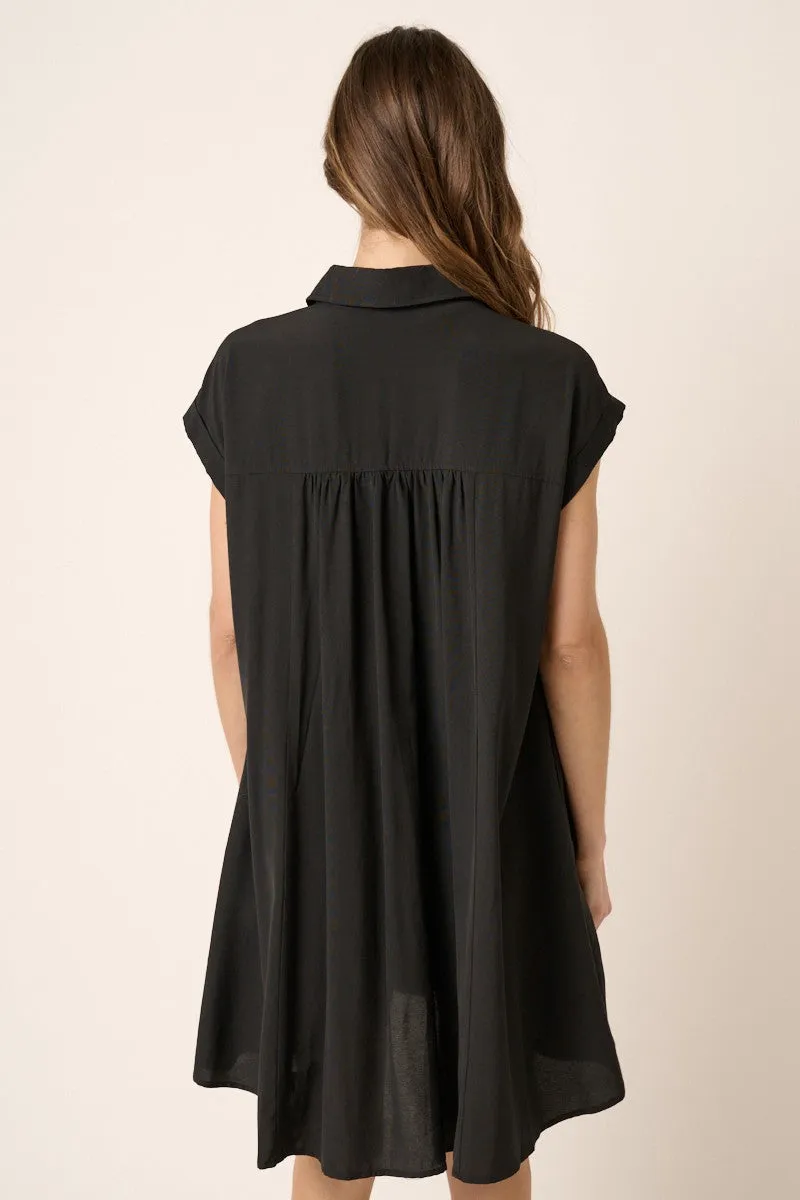 Black Pleat Detail Front Oversize Shirt Mini Dress sold by Pinkblush product image thumbnail 3