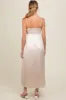 Cream Satin Pleated Maternity Midi Dress sold by Pinkblush