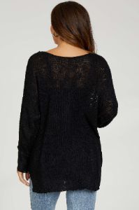 Black Chunky Knit Side Slit Maternity Sweater sold by Pinkblush