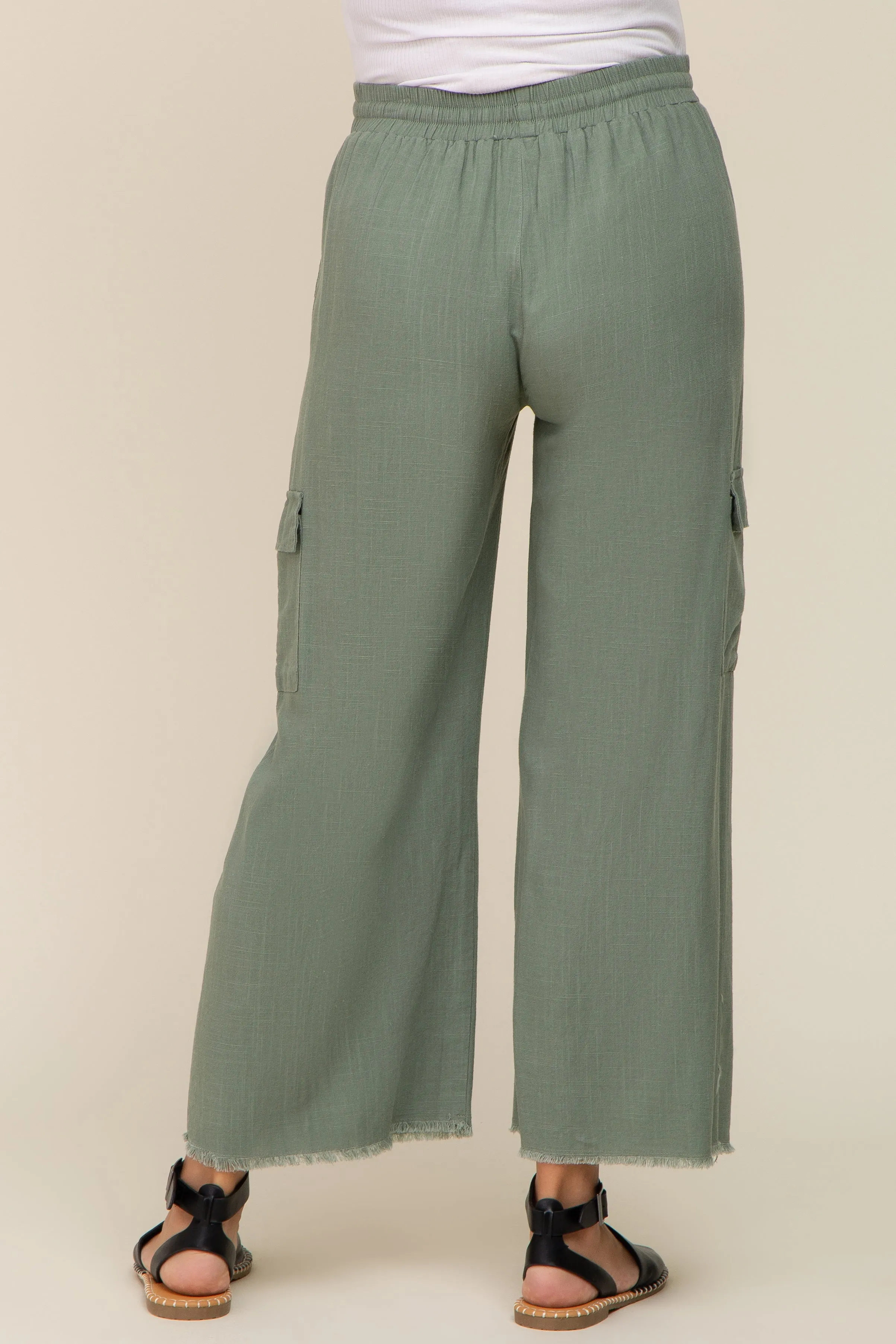 Light Olive Raw Hem Maternity Cargo Pants sold by Pinkblush product image thumbnail 4