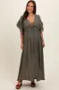 Olive Deep V-Neck Button Down Maternity Maxi Dress sold by Pinkblush