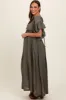 Olive Deep V-Neck Button Down Maternity Maxi Dress sold by Pinkblush