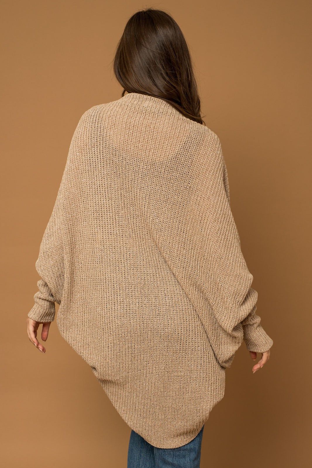 Beige Open Knit Dolman Sleeve Cardigan sold by Pinkblush product image thumbnail 3