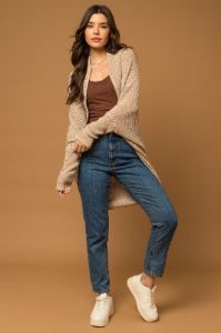 Beige Open Knit Dolman Sleeve Cardigan sold by Pinkblush