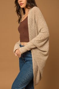 Beige Open Knit Dolman Sleeve Cardigan sold by Pinkblush