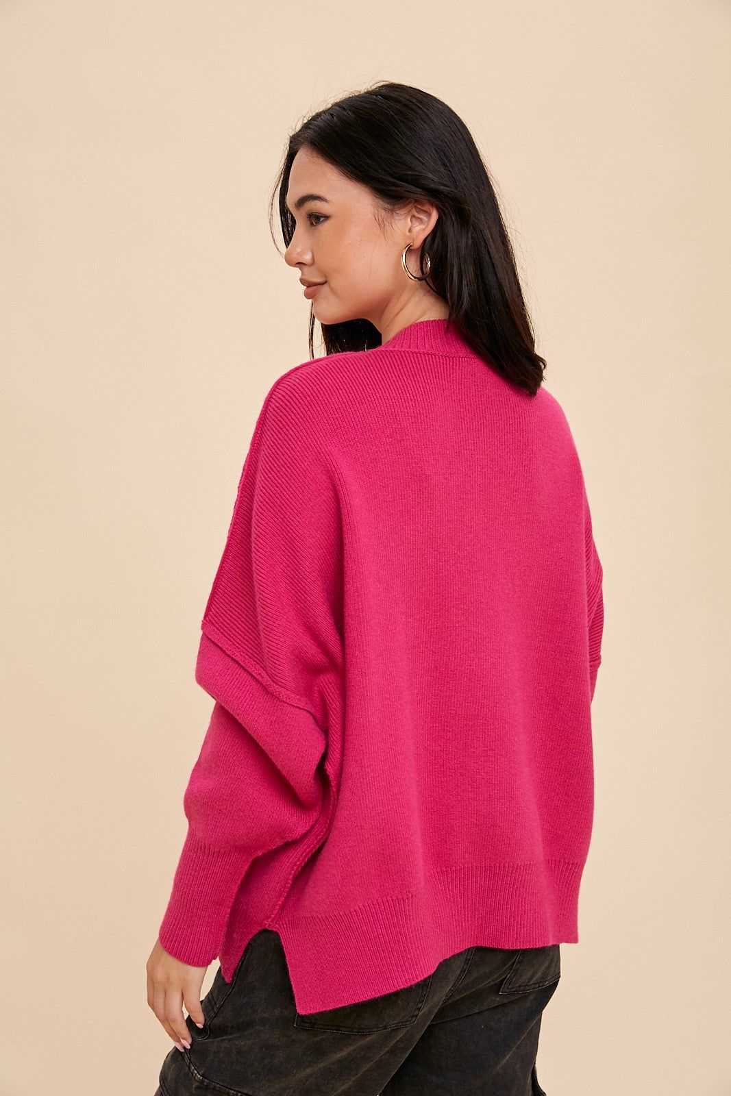 Magenta Knit Mock Neck Sweater sold by Pinkblush product image thumbnail 3