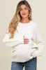 Ivory Striped Mixed Cable Knit Maternity Sweater sold by Pinkblush