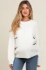 Ivory Striped Mixed Cable Knit Maternity Sweater sold by Pinkblush