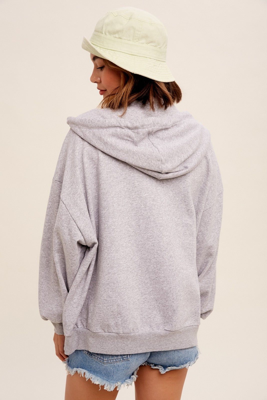 Heather Grey Zipper Hooded Jacket sold by Pinkblush product image thumbnail 3