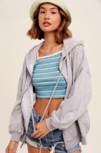 Heather Grey Zipper Hooded Jacket sold by Pinkblush