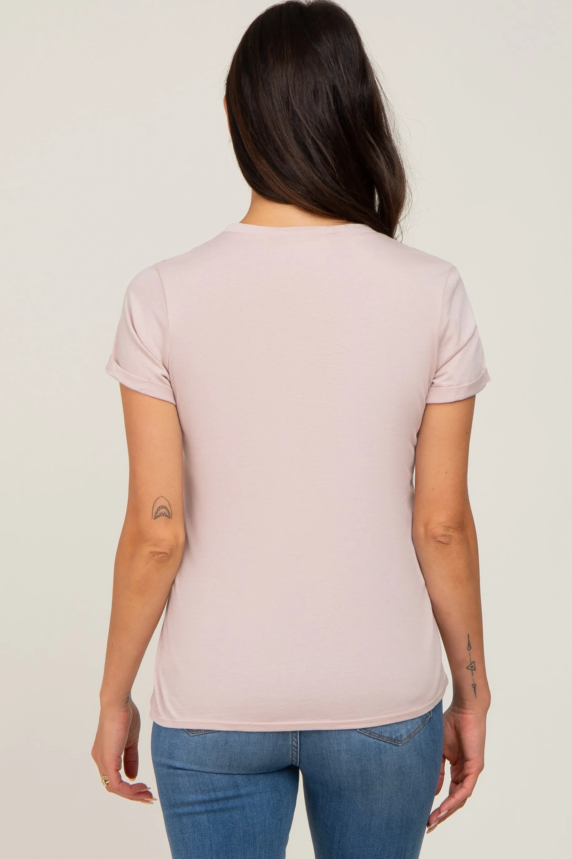 Taupe Basic Short Sleeve Top sold by Pinkblush product image thumbnail 3