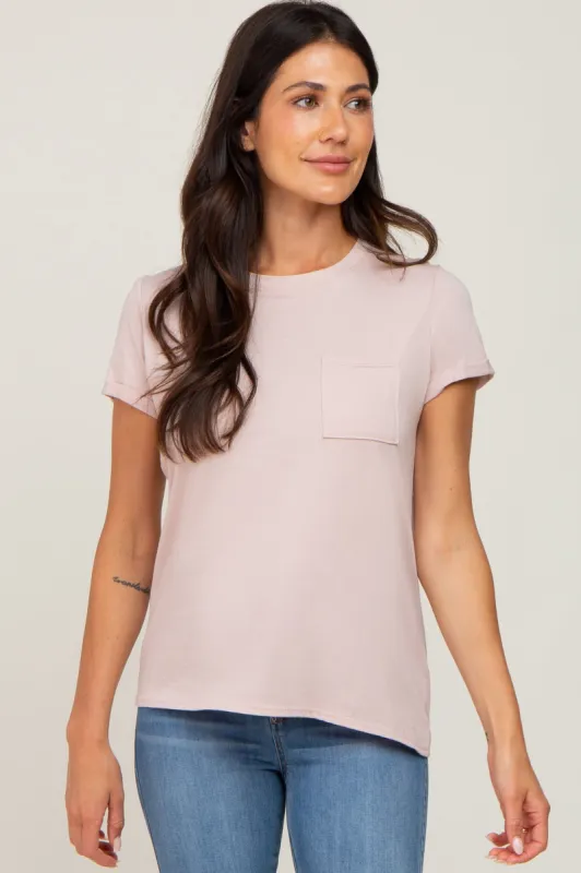 Taupe Basic Short Sleeve Top sold by Pinkblush