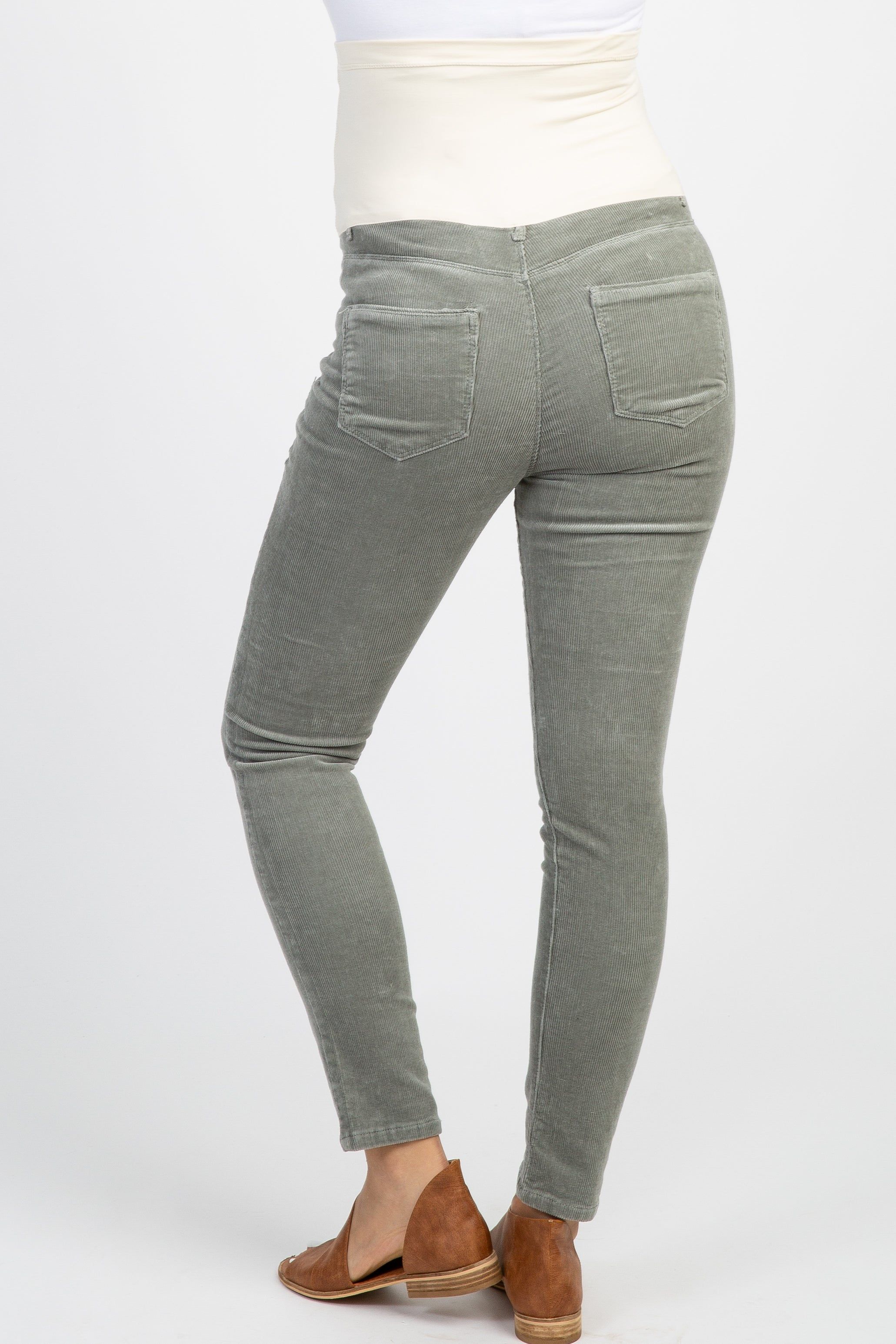 PinkBlush Grey Ribbed Suede Maternity Pants sold by Pinkblush product image thumbnail 4