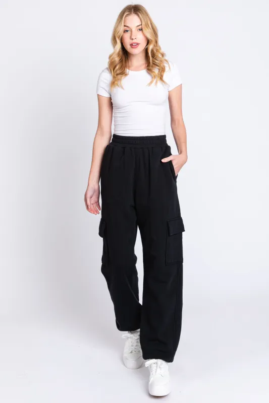 Black Fleece Cargo Sweatpants sold by Pinkblush