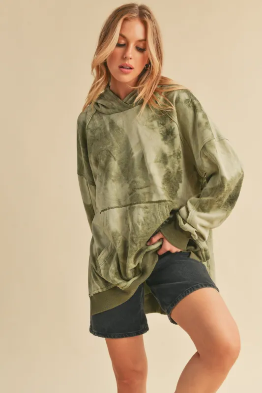 Olive Tie Dye Hoodie sold by Pinkblush