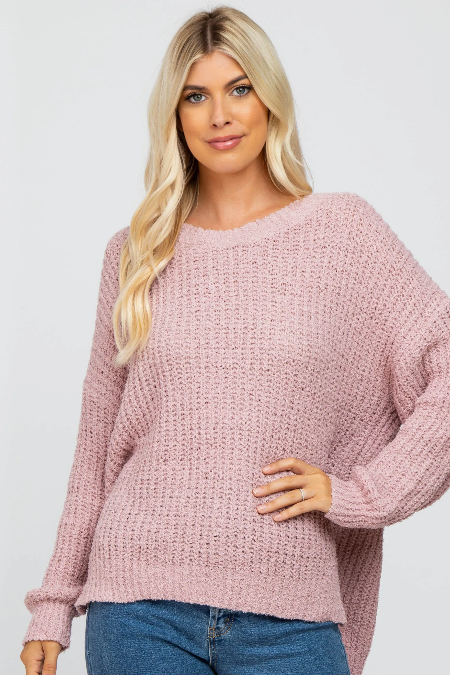 Light Pink Dropped Shoulder Sweater sold by Pinkblush