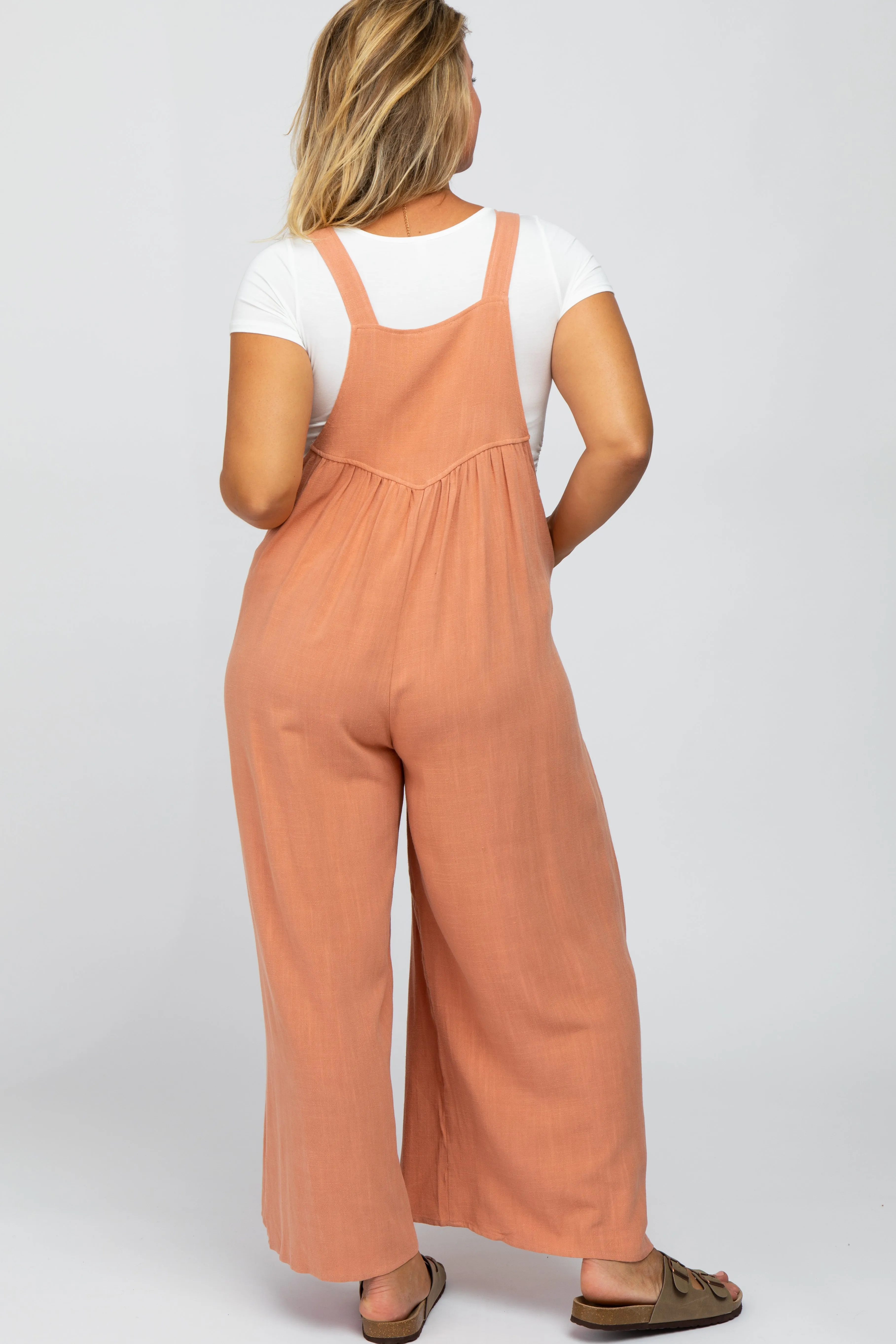 Mauve Linen Maternity Plus Overalls sold by Pinkblush product image thumbnail 4