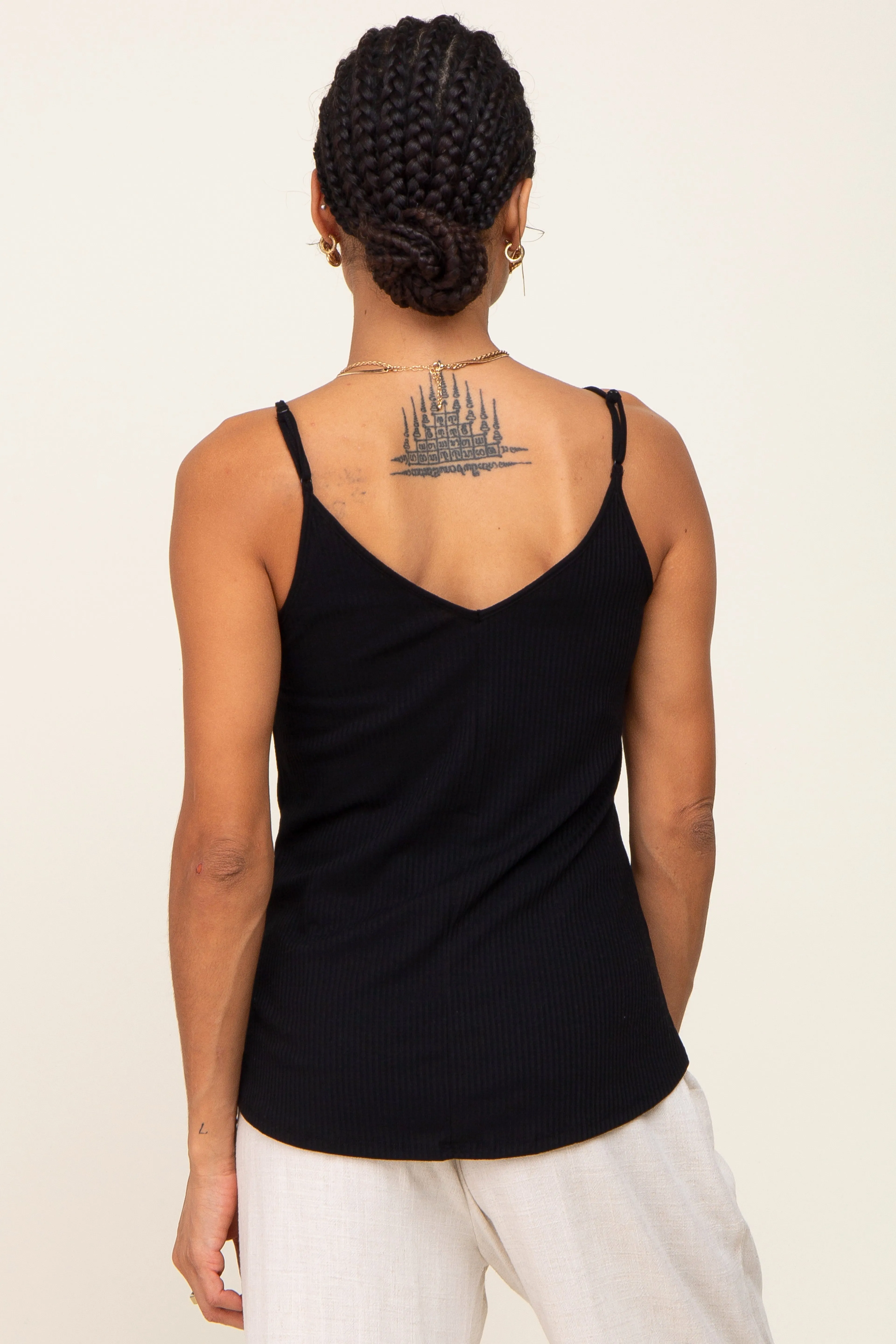 Black Ribbed Snap Button Cami sold by Pinkblush product image thumbnail 3