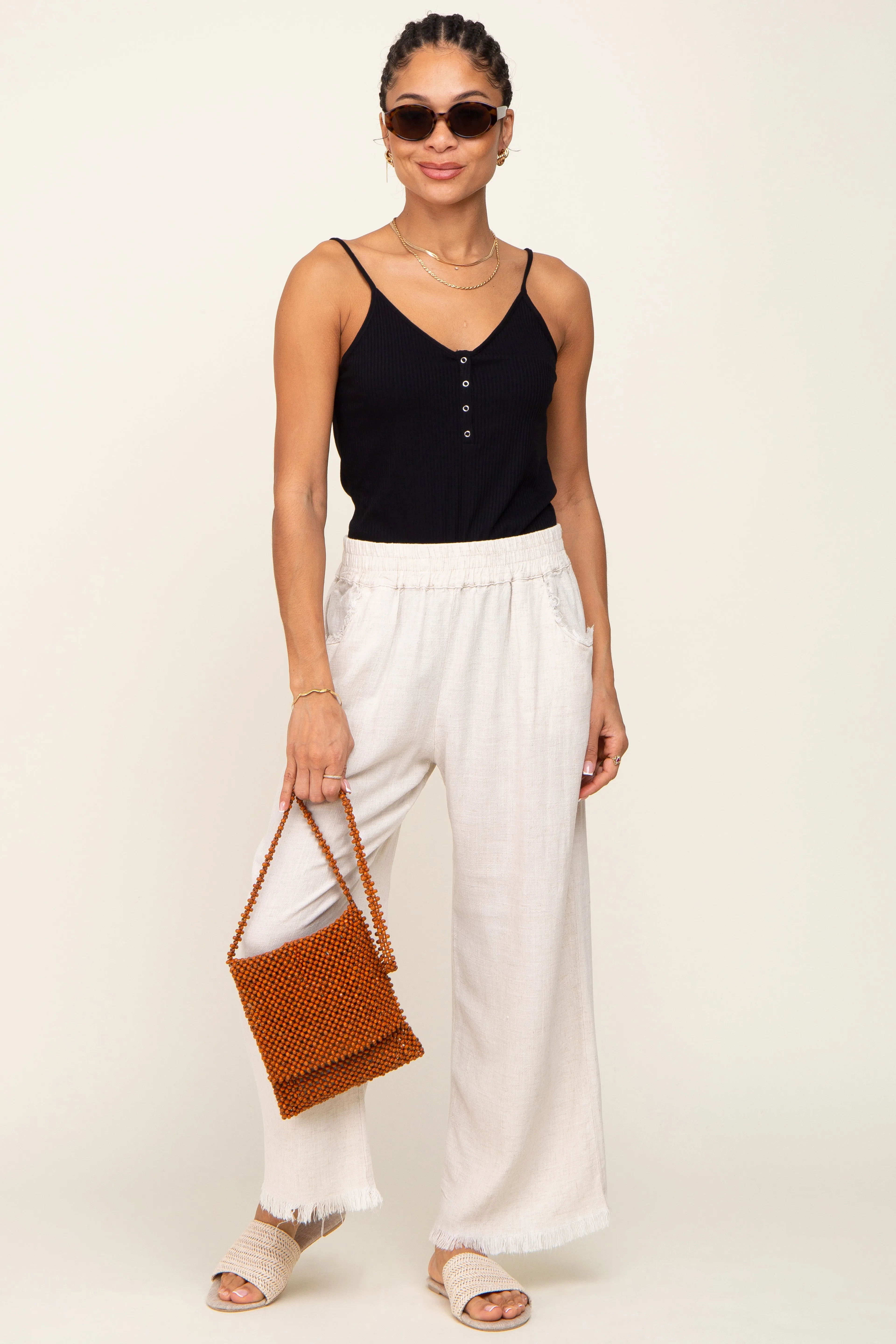 Black Ribbed Snap Button Cami sold by Pinkblush product image thumbnail 4