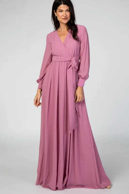 Lavender Chiffon Long Sleeve Maxi Dress sold by Pinkblush
