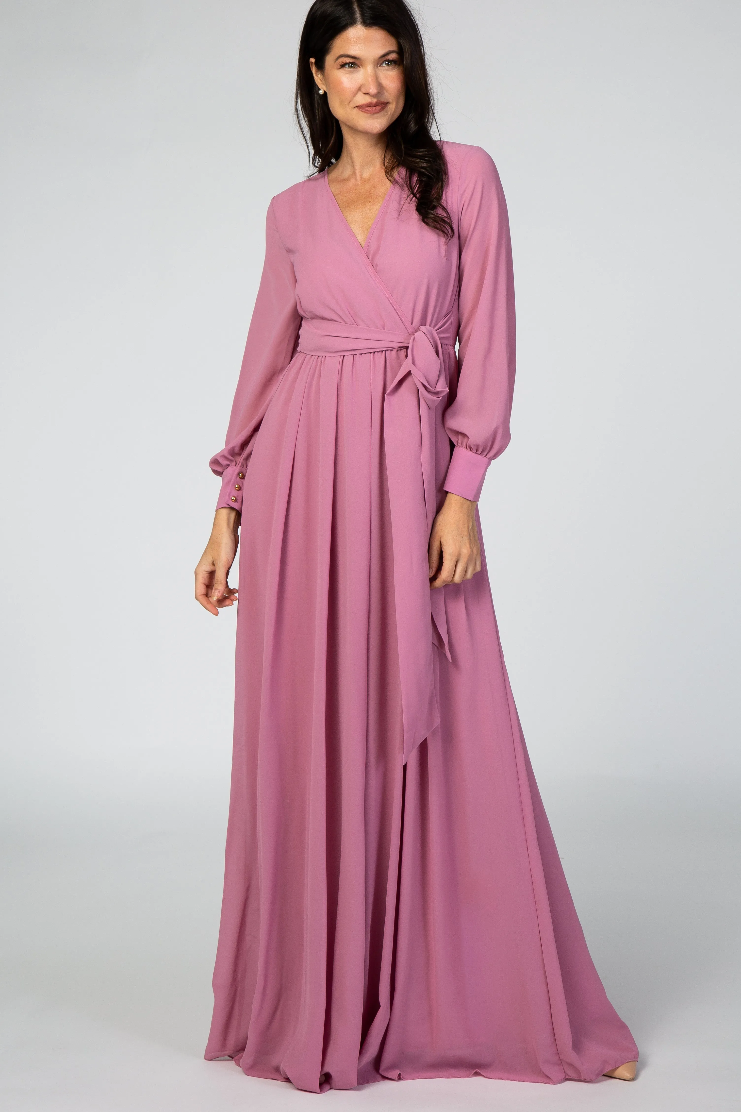 Lavender Chiffon Long Sleeve Maxi Dress sold by Pinkblush