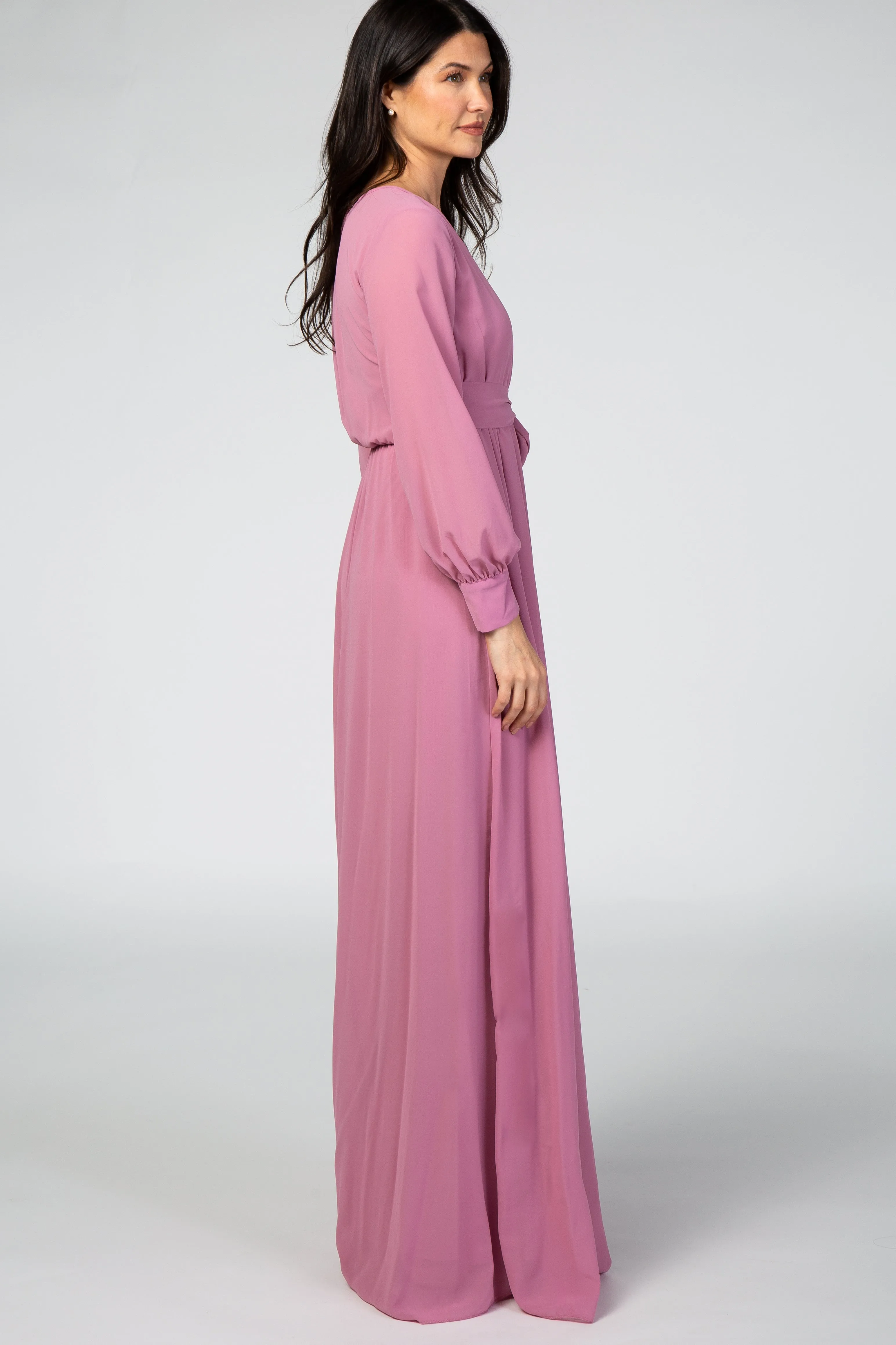 Lavender Chiffon Long Sleeve Maxi Dress sold by Pinkblush product image thumbnail 2