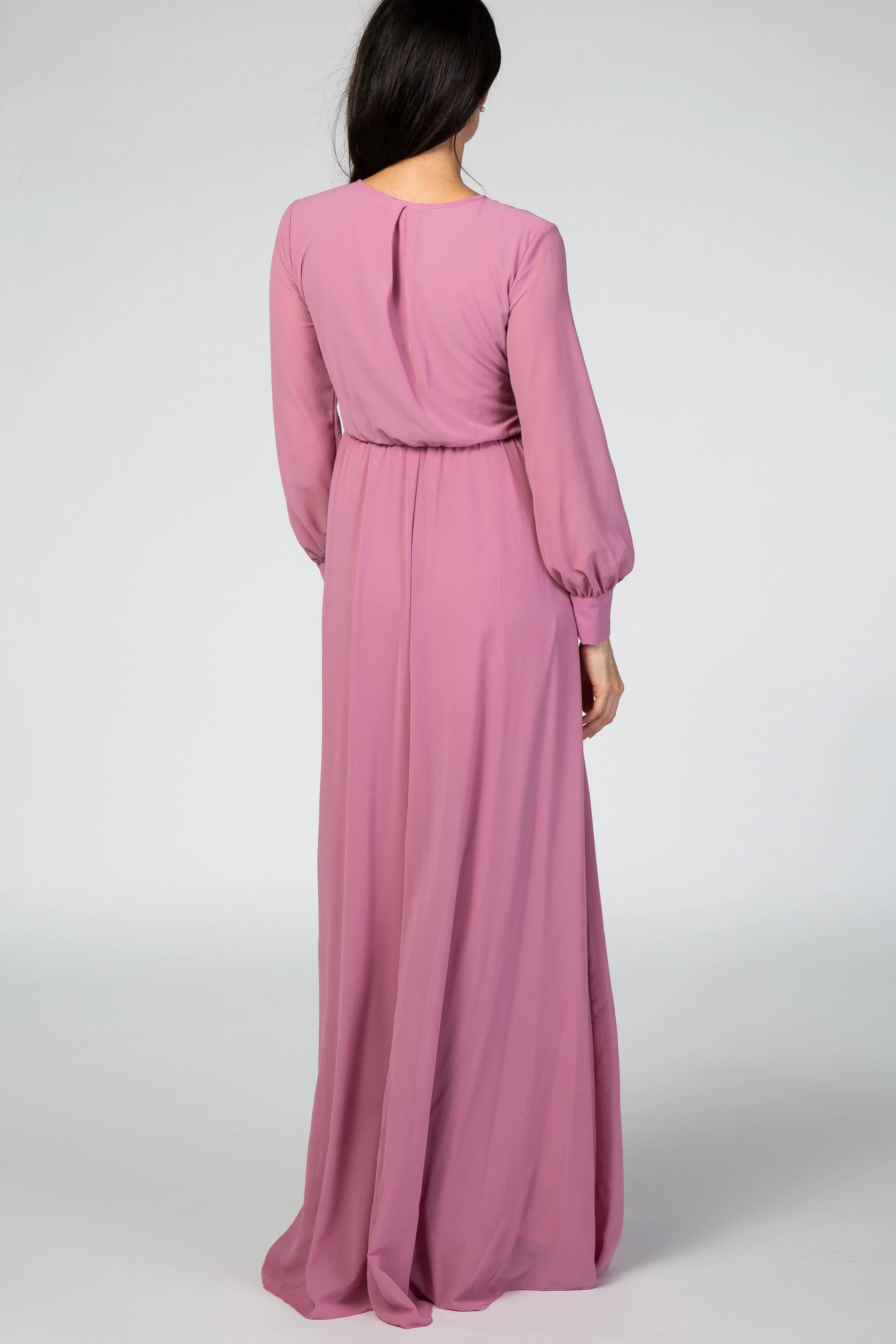 Lavender Chiffon Long Sleeve Maxi Dress sold by Pinkblush product image thumbnail 3