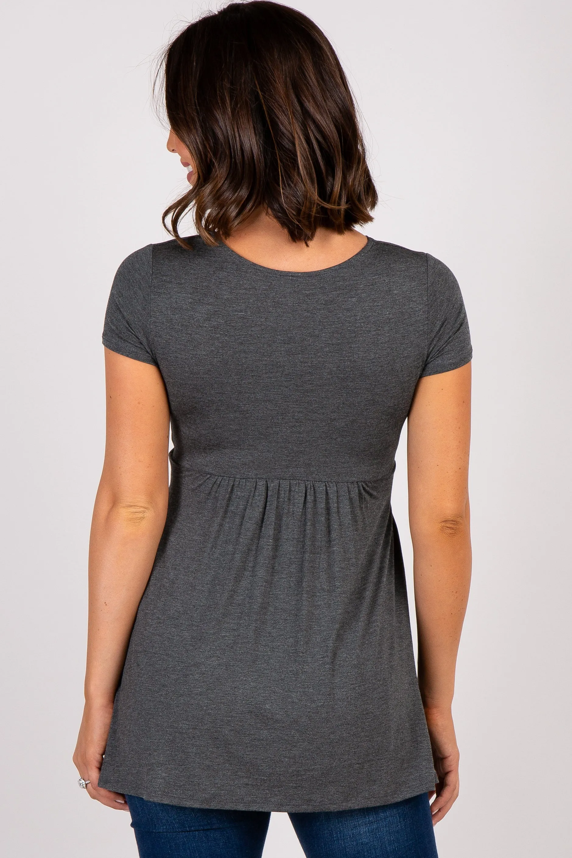 PinkBlush Charcoal Draped Front Maternity/Nursing Top sold by Pinkblush product image thumbnail 4