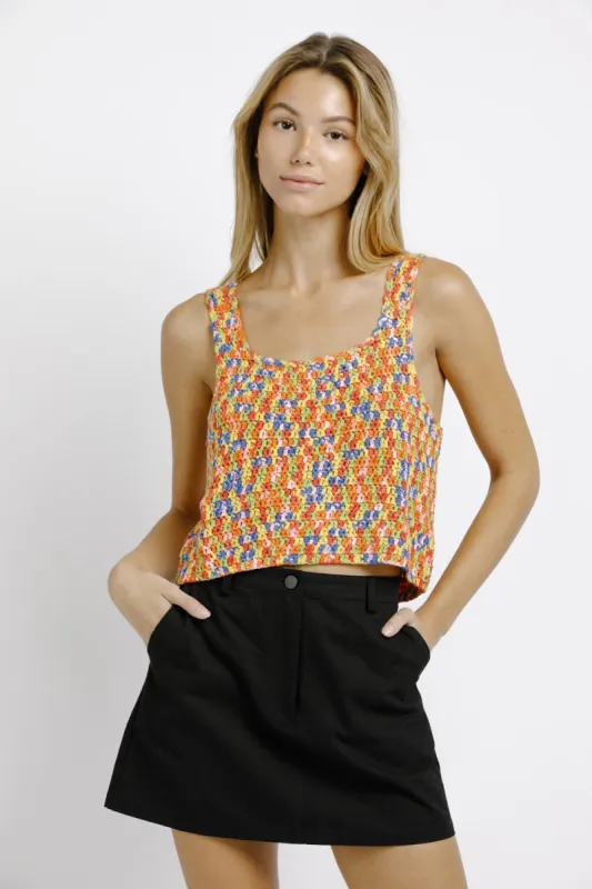 Multi Rainbow Colored Crochet Top sold by Pinkblush