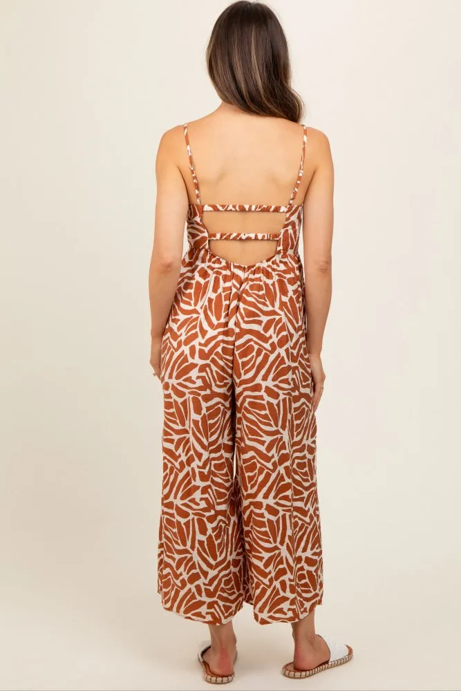 Camel Printed Wide Leg Maternity Jumpsuit sold by Pinkblush product image thumbnail 3