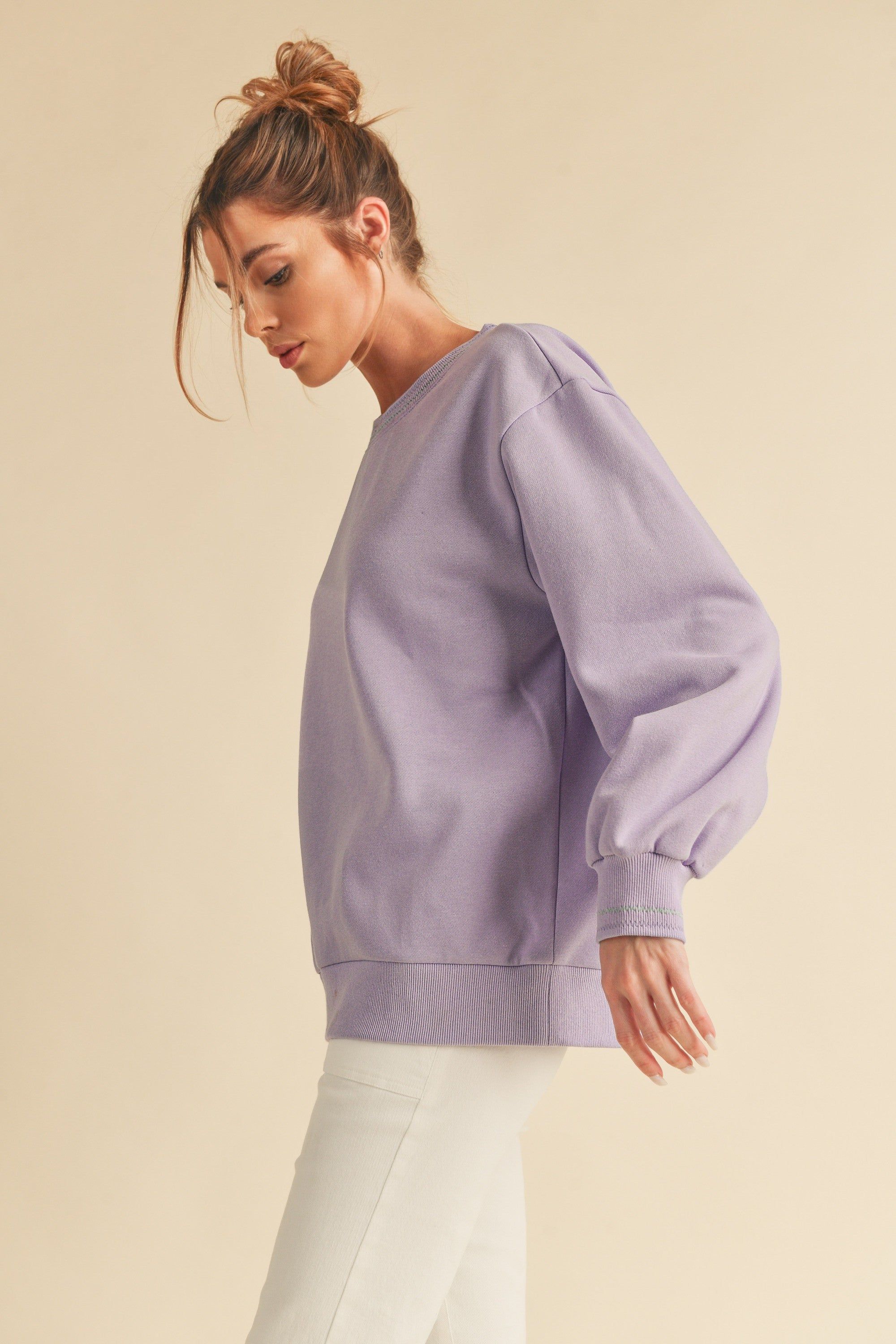 Lavender Embroidered Fleece Sweatshirt sold by Pinkblush product image thumbnail 3