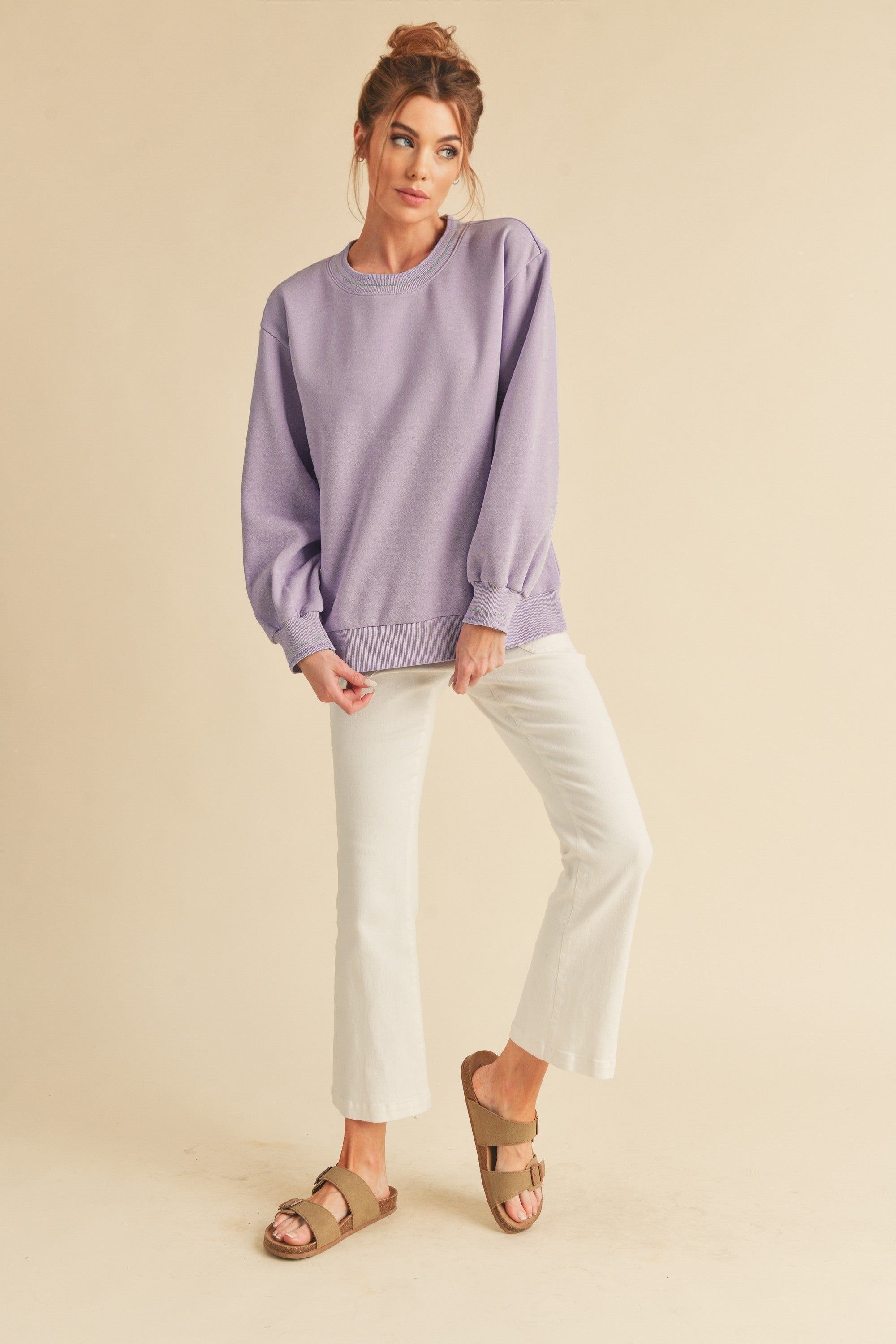 Lavender Embroidered Fleece Sweatshirt sold by Pinkblush