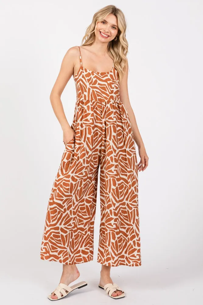 Camel Printed Wide Leg Maternity Jumpsuit sold by Pinkblush product image thumbnail 4