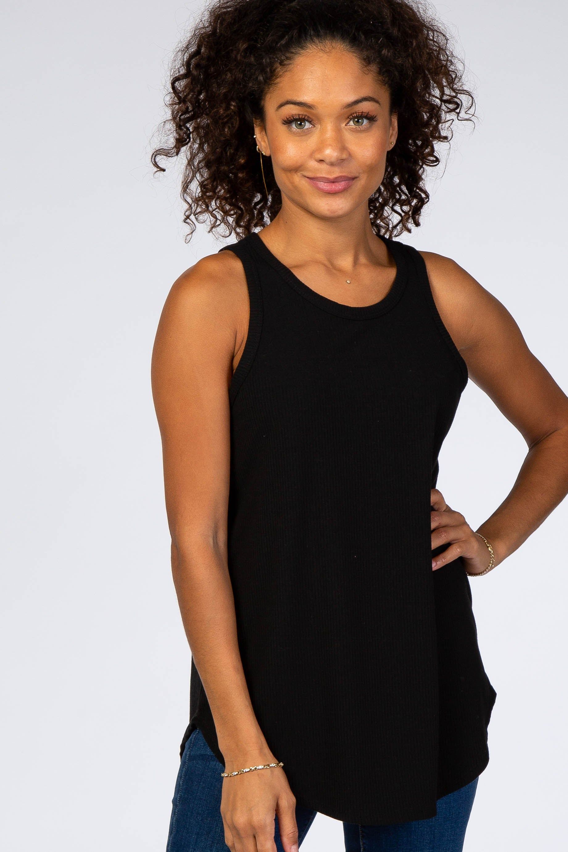 Black Ribbed Sleeveless Maternity Top sold by Pinkblush product image thumbnail 5
