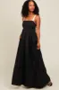Black Square Neck Contrast Strap Back Cutout Maternity Maxi Dress sold by Pinkblush