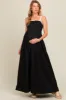 Black Square Neck Contrast Strap Back Cutout Maternity Maxi Dress sold by Pinkblush