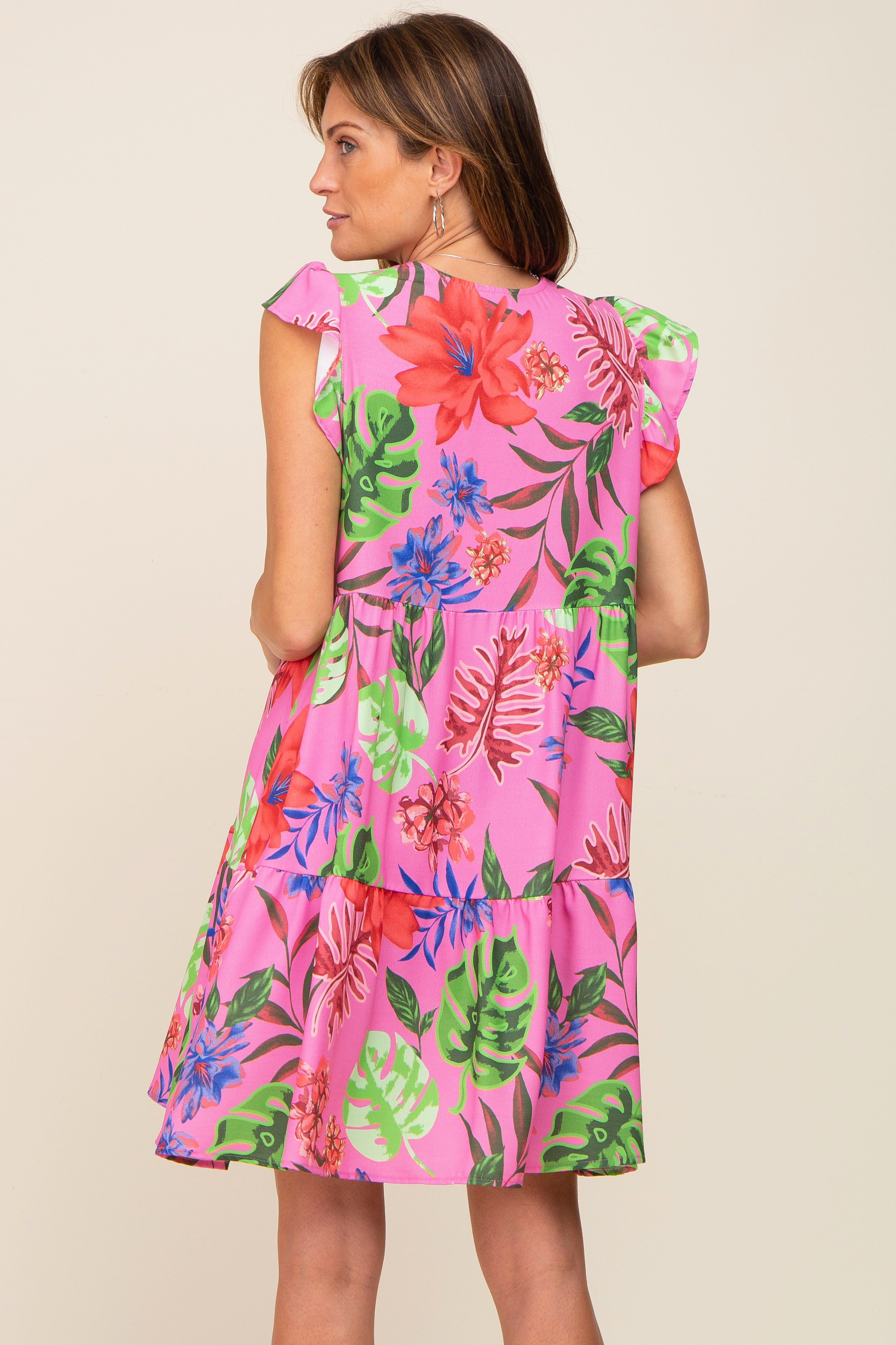 Pink Tropical Floral Print Dress sold by Pinkblush product image thumbnail 4