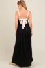 Black Square Neck Contrast Strap Back Cutout Maternity Maxi Dress sold by Pinkblush