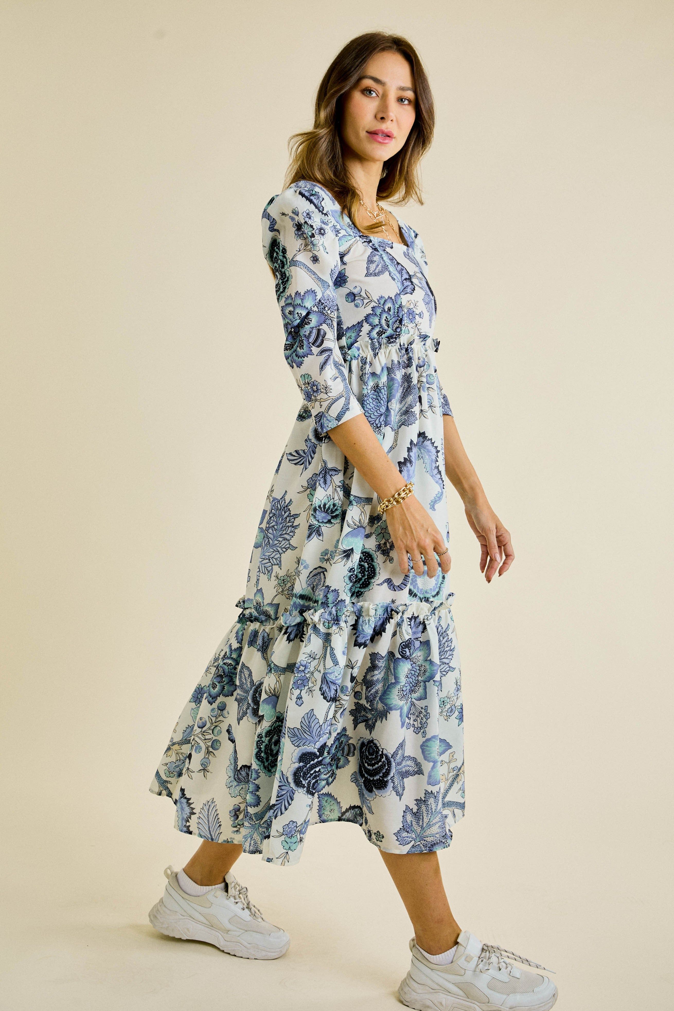 Blue Vintage Floral Dress sold by Pinkblush product image thumbnail 2
