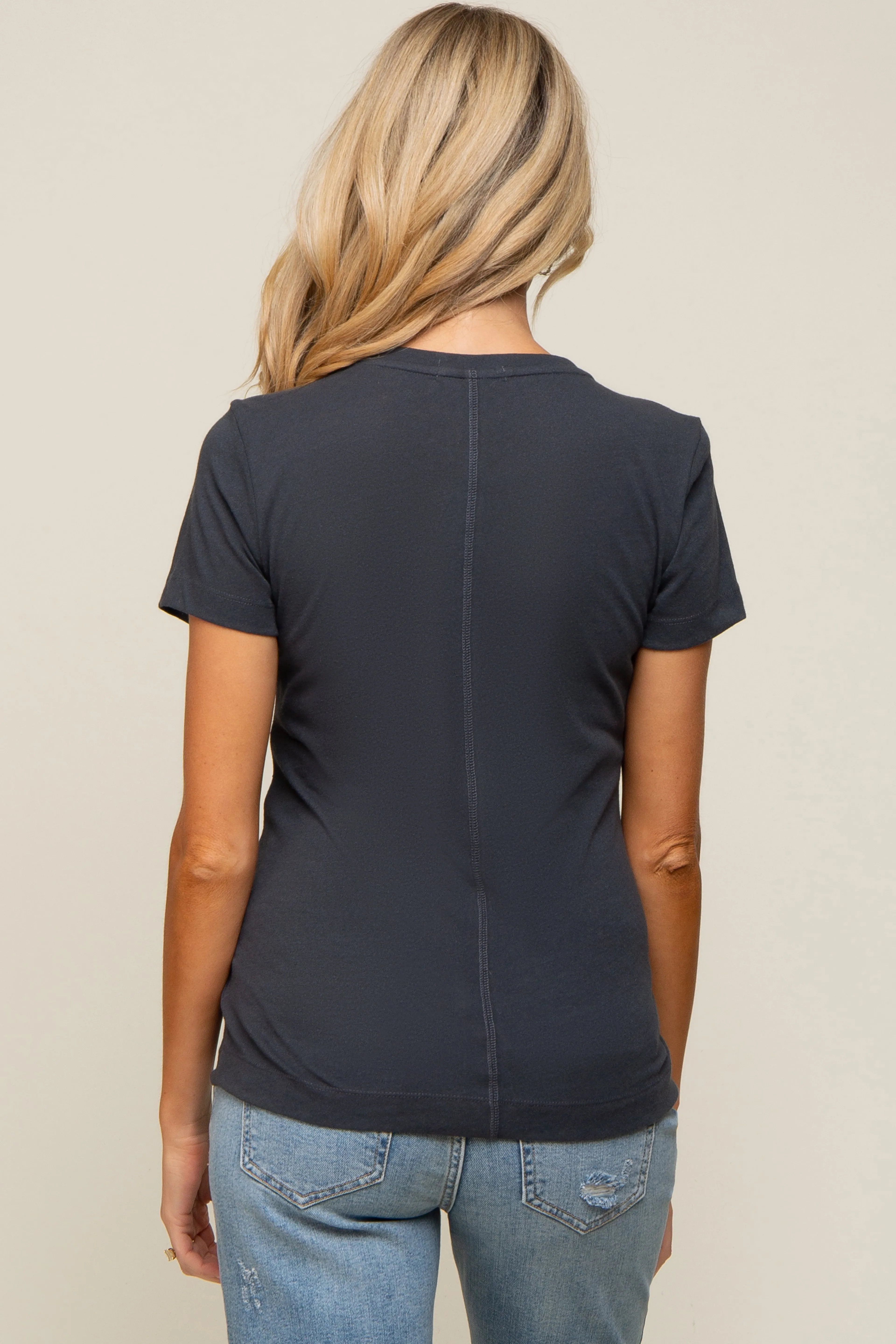 Charcoal Short Sleeve Maternity Top sold by Pinkblush product image thumbnail 3