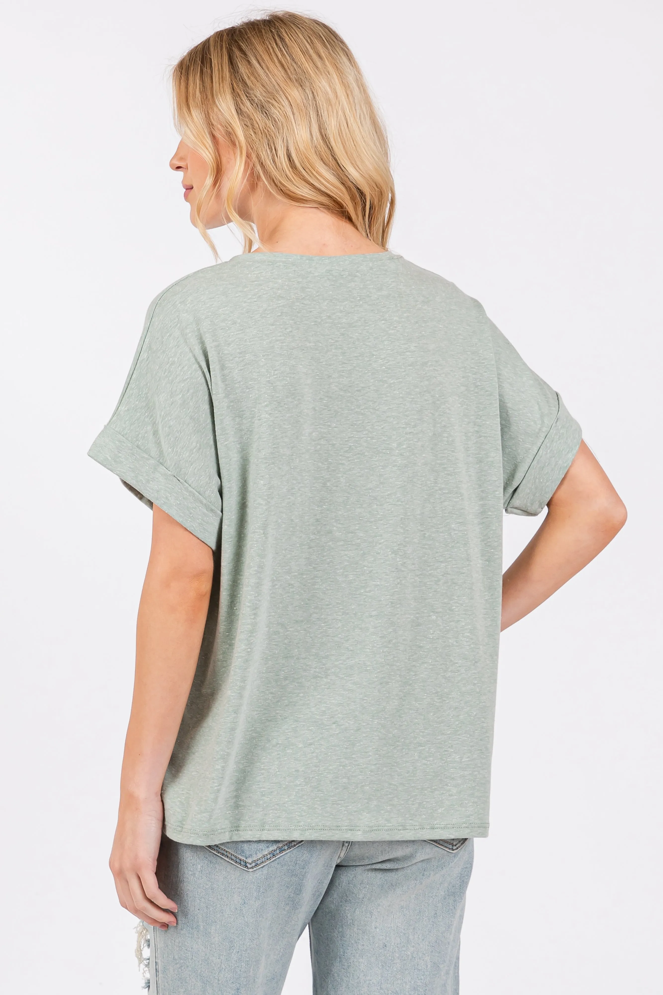 Light Olive Cuff Short Sleeve Top sold by Pinkblush product image thumbnail 3