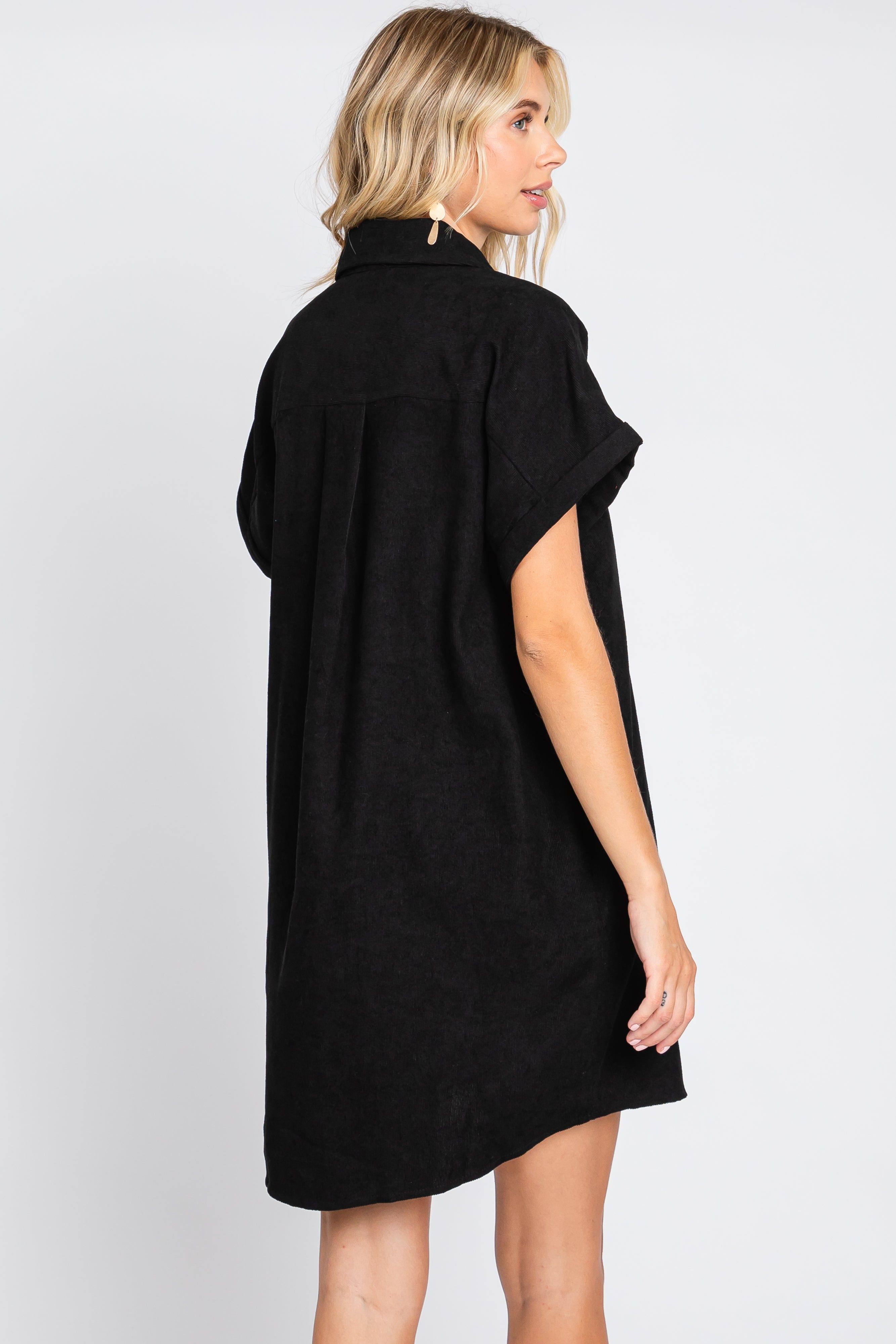 Black Ribbed Button Down Mini Dress sold by Pinkblush product image thumbnail 4
