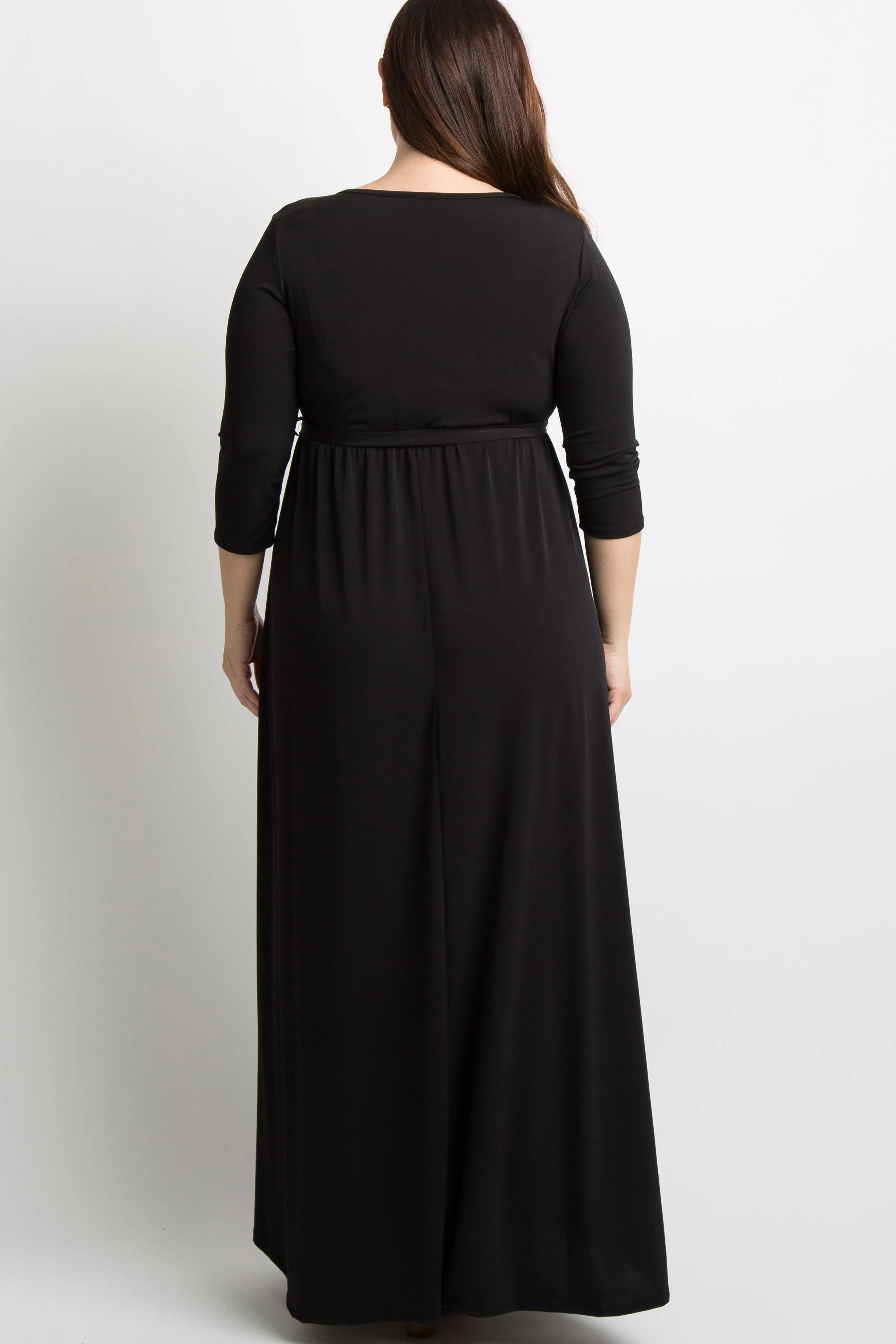PinkBlush Black Sash Tie Wrap Plus Maxi Dress sold by Pinkblush product image thumbnail 3