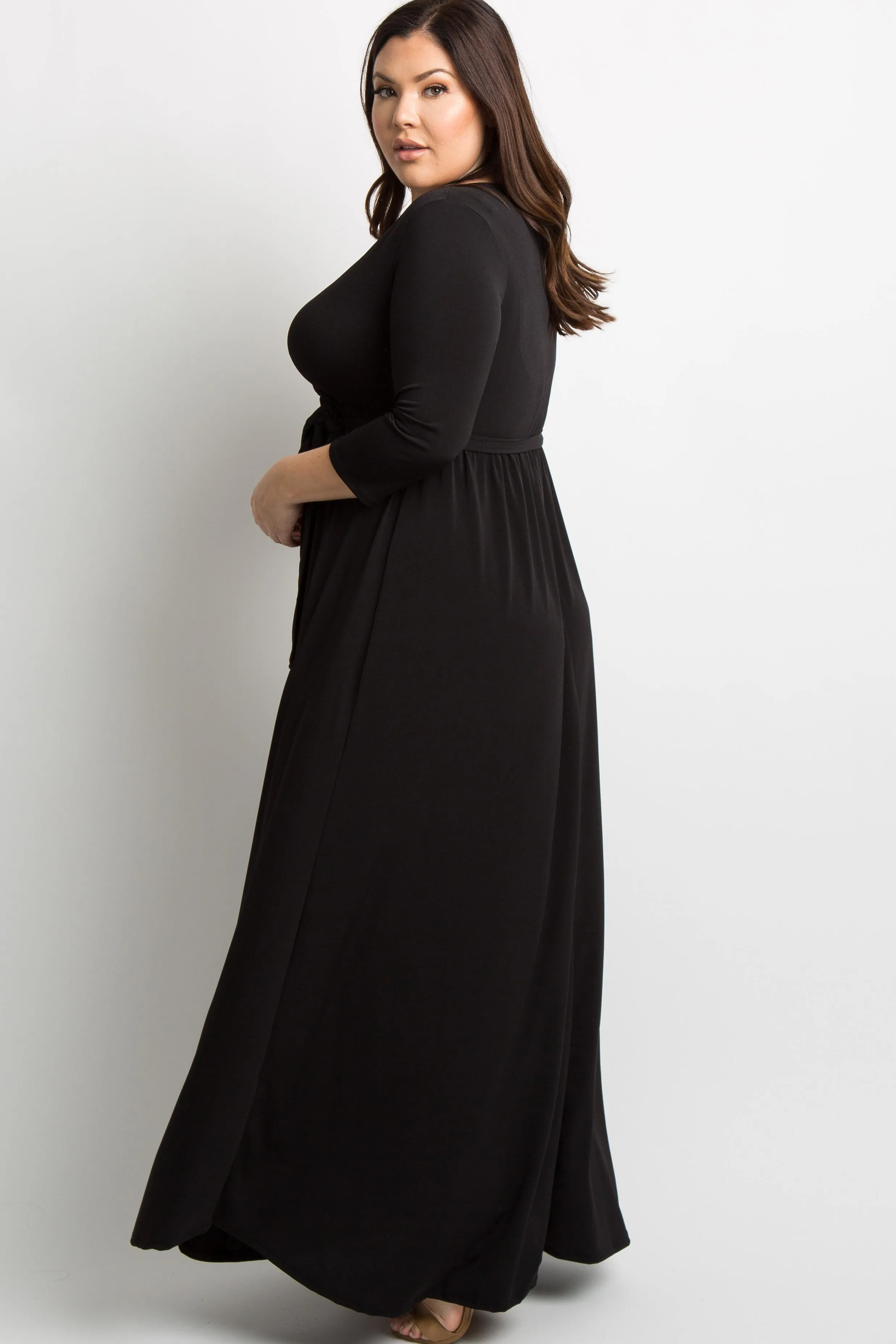 PinkBlush Black Sash Tie Wrap Plus Maxi Dress sold by Pinkblush product image thumbnail 2