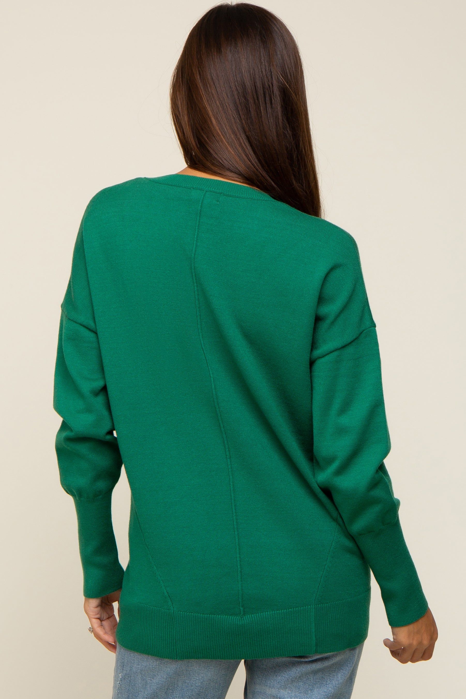 Green Rib Knit Exposed Seam Maternity Sweater sold by Pinkblush product image thumbnail 3