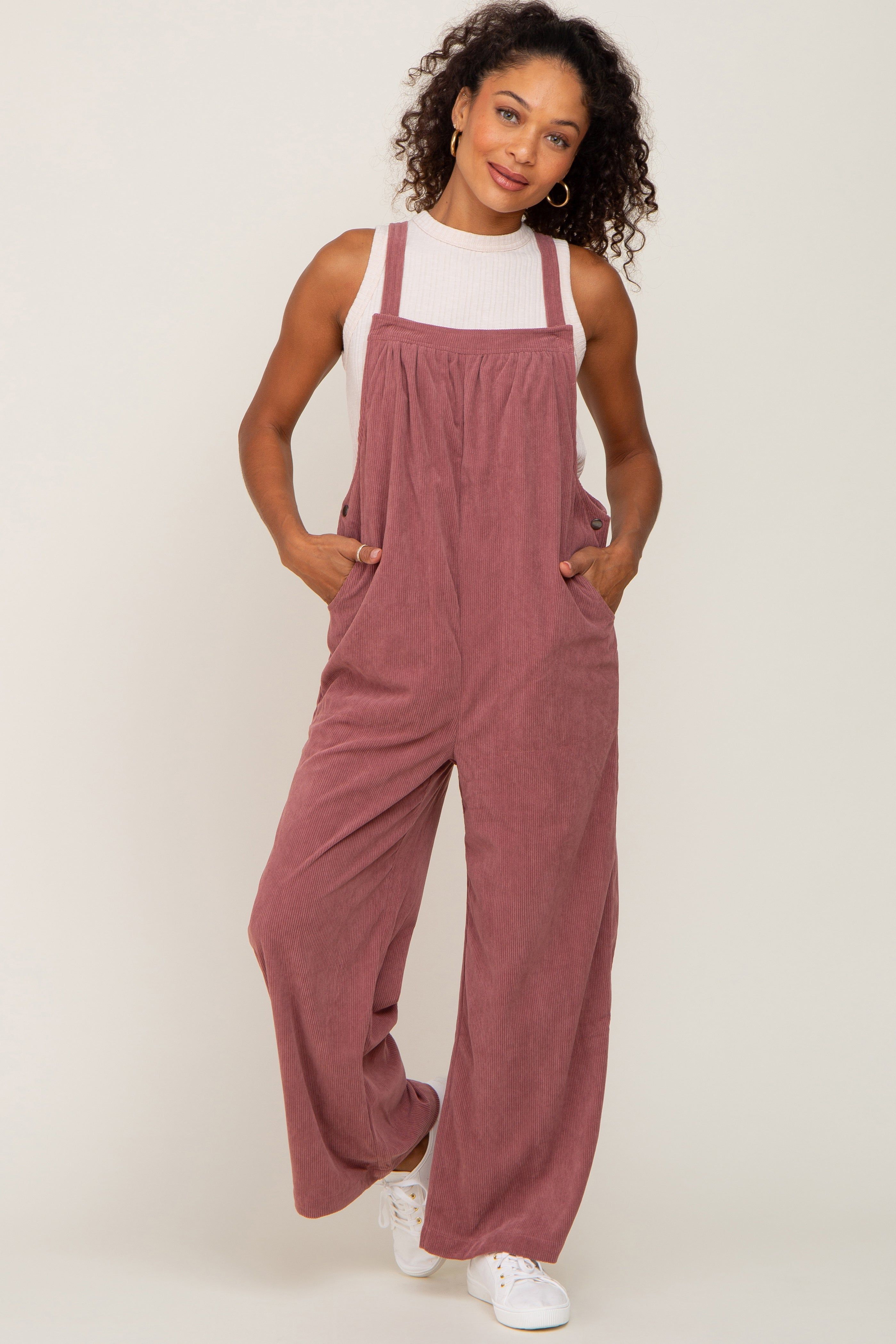 Mauve Corduroy Maternity Overalls sold by Pinkblush product image thumbnail 4