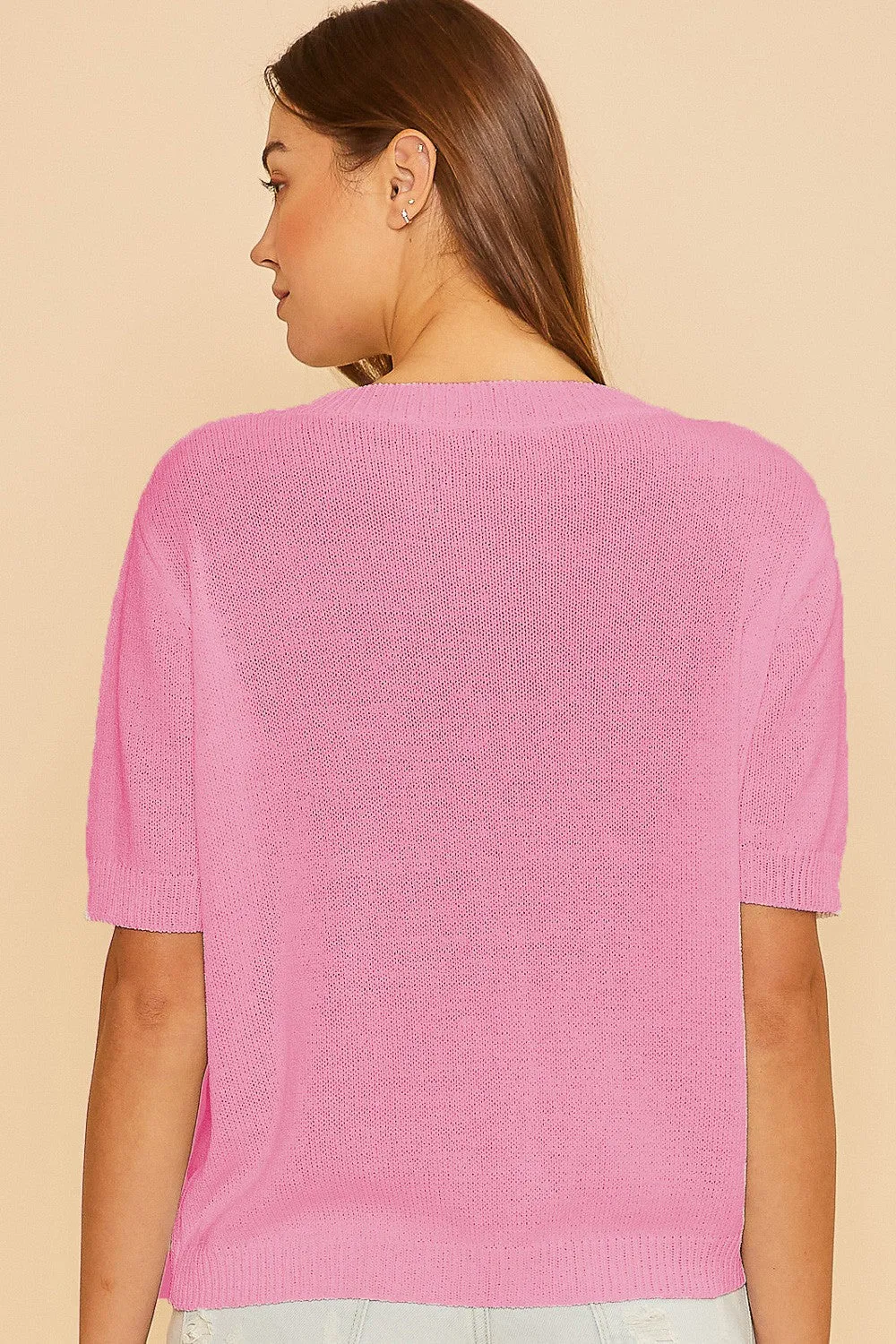Pink Knit Short Sleeve Top sold by Pinkblush product image thumbnail 3