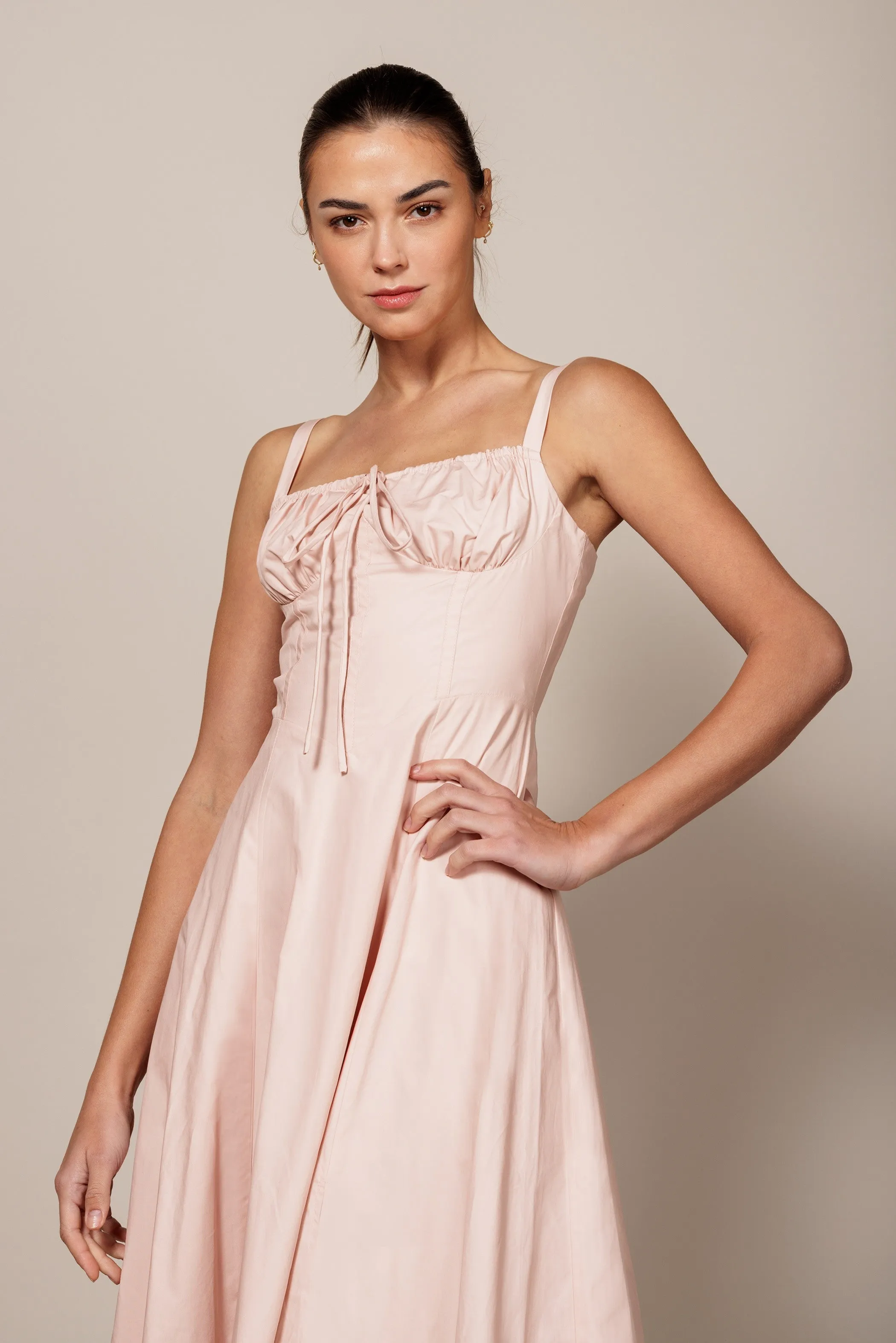 Pale Rose Sleeveless Midi Dress With Front Tie sold by Pinkblush product image thumbnail 4