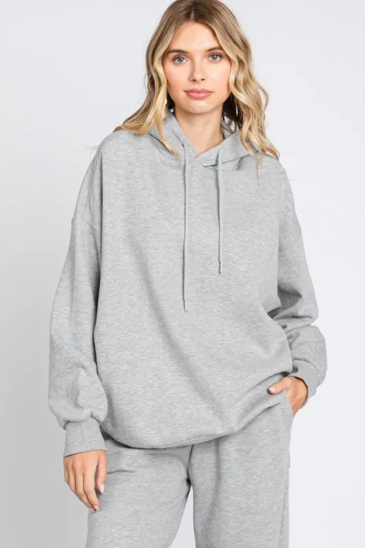 Heather Grey Drawstring Hoodie sold by Pinkblush