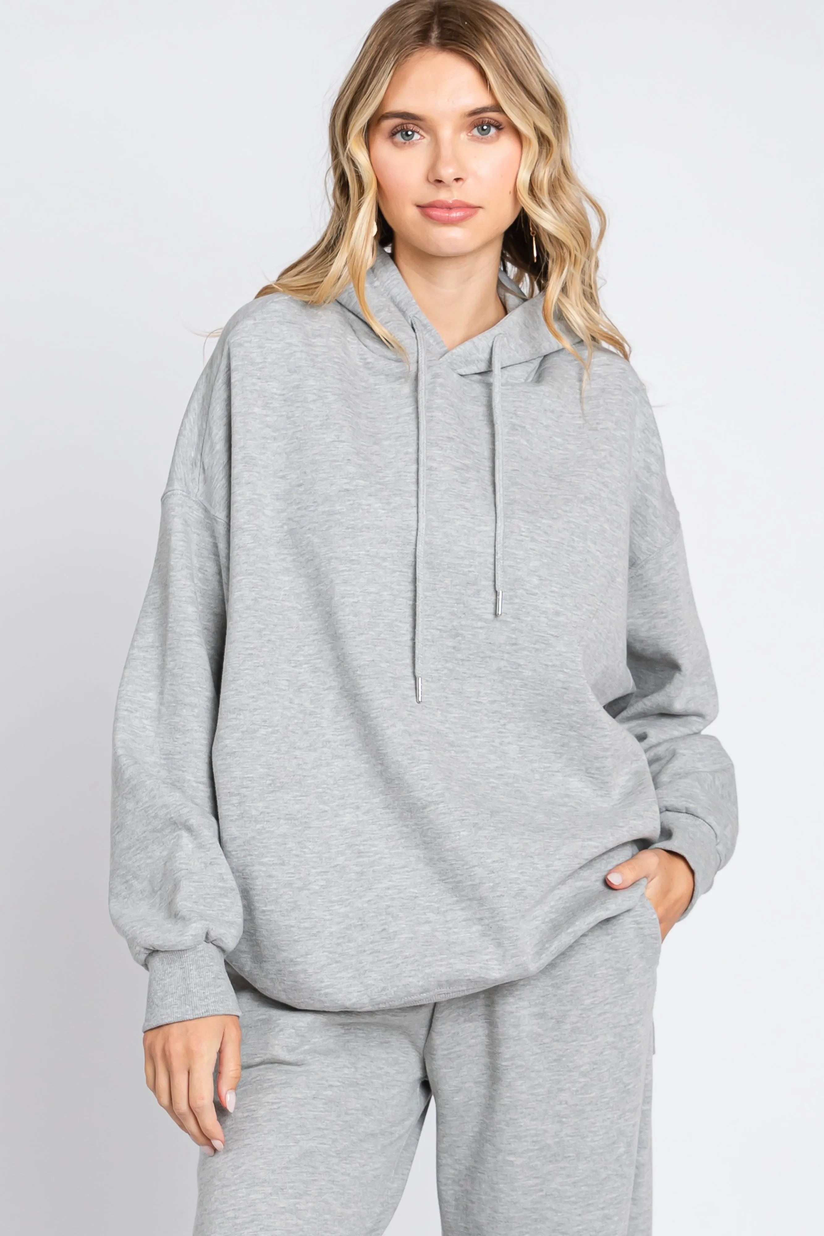 Heather Grey Drawstring Hoodie sold by Pinkblush